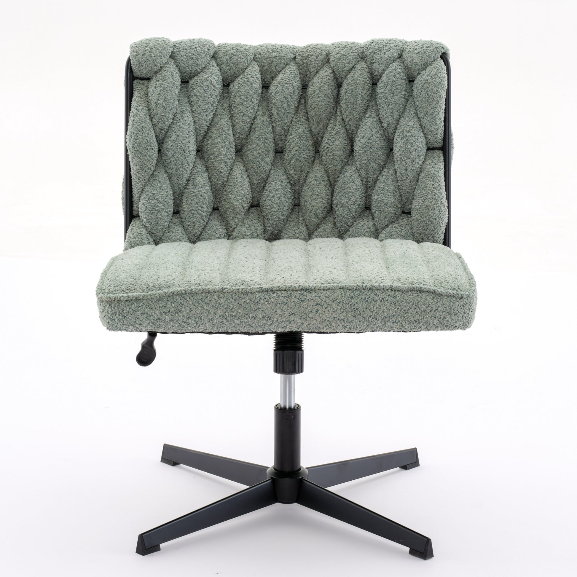 Armless Office Desk Chair No Wheels, Green Green Foam Polyester Blend