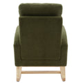 Modern Accent Rocking Chair Rocking Chair With Solid Wood Legs, Upholstered Nursery Glider Rocker, Comfy Armchair With Side Pocket, Living Room Lounge Arm Chair With High Backrest Dark Green,Teddy Dark Green White Primary Living Space Casual Foam Teddy