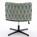 Armless Office Desk Chair No Wheels, Green Green Foam Polyester Blend