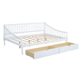 Full Size Daybed With Two Storage Drawers And Support Legs, White White Solid Wood Mdf