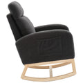 Modern Accent Rocking Chair Rocking Chair With Solid Wood Legs, Upholstered Nursery Glider Rocker, Comfy Armchair With Side Pocket, Living Room Lounge Arm Chair With High Backrest Dark Grey,Teddy Dark Grey White Primary Living Space Casual Foam Teddy