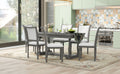 7 Piece Dining Table With 4 Trestle Base And 6 Upholstered Chairs With Slightly Curve And Ergonomic Seat Back Gray Upholstered Chair Wood Gray Seats 6 Wood Dining Room Distressed Finish American Design,Antique Trestle Rectangular Dining Table With Chair