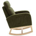 Modern Accent Rocking Chair Rocking Chair With Solid Wood Legs, Upholstered Nursery Glider Rocker, Comfy Armchair With Side Pocket, Living Room Lounge Arm Chair With High Backrest Dark Green,Teddy Dark Green White Primary Living Space Casual Foam Teddy