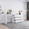 Extended Desktop 6 Drawers Chest Of Drawer Without Handle White Color Vanity White White Bedroom Modern Melamine Engineered Wood