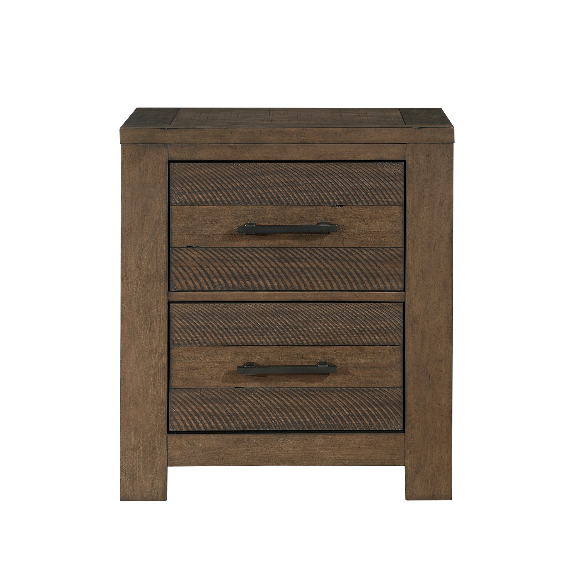 Antique Brown Finish 1Pc Nightstand Of Two Drawers Bold Look Bedroom Furniture Black Handles Antique Brown 2 Drawers Bedroom Contemporary,Transitional Drawers Wood