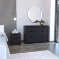 Bennett 2 Piece Bedroom Set, Nightstand Dresser, Black Black Particle Board Particle Board