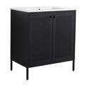 30 Inch Freestanding Bathroom Vanity With Ceramic SInk black-2-bathroom-freestanding-modern-steel