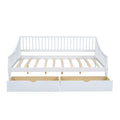 Full Size Daybed With Two Storage Drawers And Support Legs, White White Solid Wood Mdf