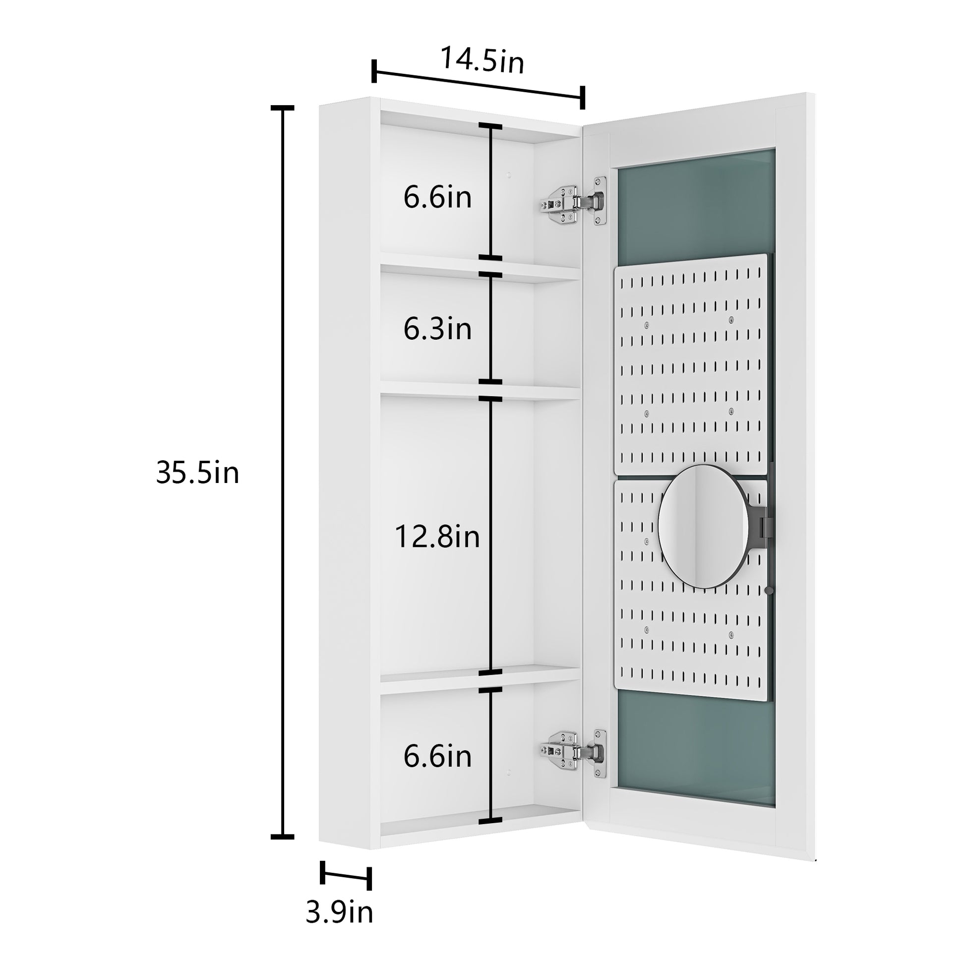 15" W x 36" H Single Door Bathroom Medicine Cabinet white-engineered wood