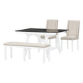 6 Piece Classic Dining Table Set, Rectangular Extendable Dining Table With Two 12