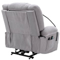 Power Lift Recliner Chair Electric Recliner For Elderly Recliner Chair With Massage And Heating Functions, Remote, Phone Holder Side Pockets And Cup Holders For Living Room, Grey Grey Foam Chenille