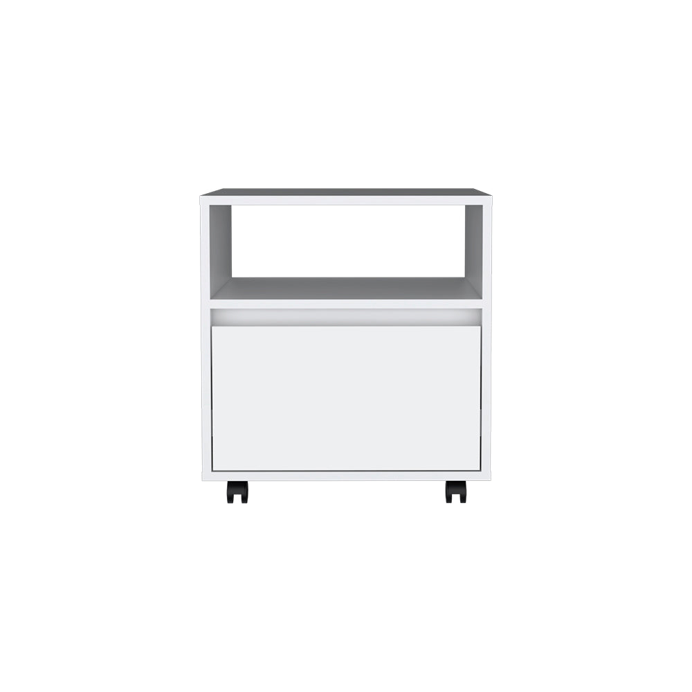 Milford 2 Piece Bedroom Set, Nightstand Dresser, White White Particle Board Particle Board