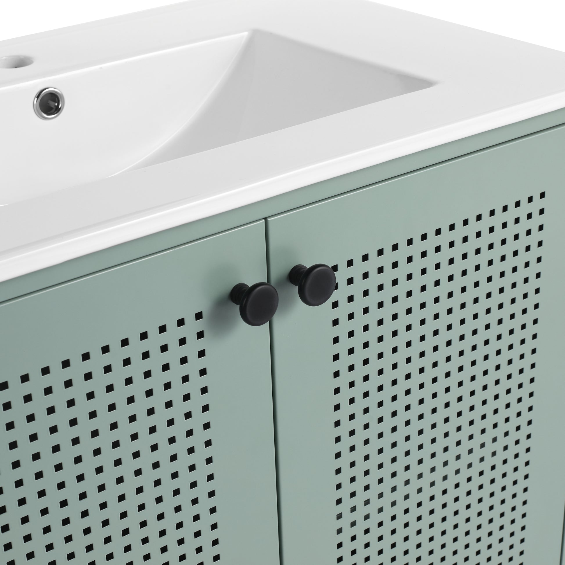 30 Inch Freestanding Bathroom Vanity With Ceramic SInk mint green-2-bathroom-freestanding-modern-steel