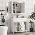 36'' Bathroom Vanity With Top Sink, White Mirror Cabinet, Modern Bathroom Storage Cabinet With 2 Soft Closing Doors And 2 Drawers, Single Sink Bathroom Vanity White Bathroom Mdf