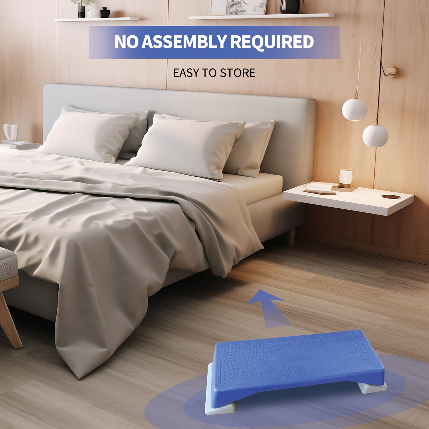 Aerobics Step Platform Height Adjustable Fitness Equipment Stepper Trainer Exercise Step Platform Sliding Lifting Pad Blue Blue Gray Plastic