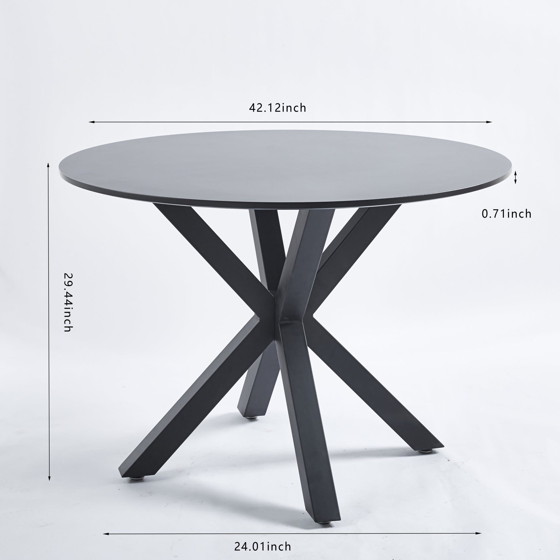 42.1"Black Table Mid Century Dining Table For 4 6 People With Round Mdf Table Top, Pedestal Dining Table, End Table Leisure Coffee Table,Cross Leg Matte Black Kitchen & Dining Tables Mdf