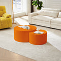 31.5Inch Nesting Table Set Of 2 Round And Half Moon Shapes, No Need Assembly, Bright Orange,For Living Room, Office, Any Leisure Area Orange Mdf