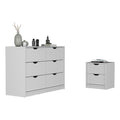 Bennett 2 Piece Bedroom Set, Nightstand Dresser, White White Particle Board Particle Board