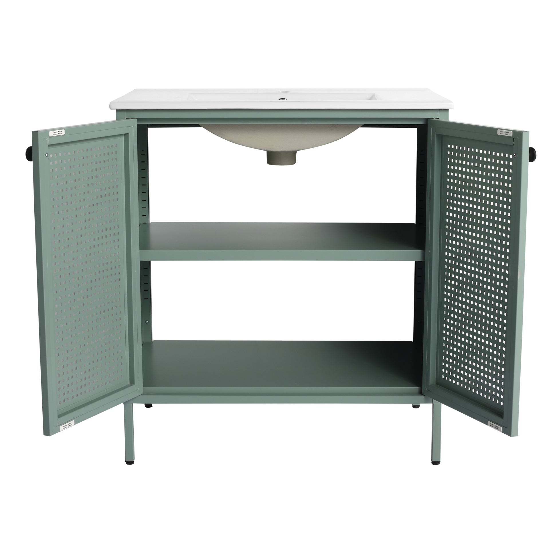 30 Inch Freestanding Bathroom Vanity With Ceramic SInk mint green-2-bathroom-freestanding-modern-steel