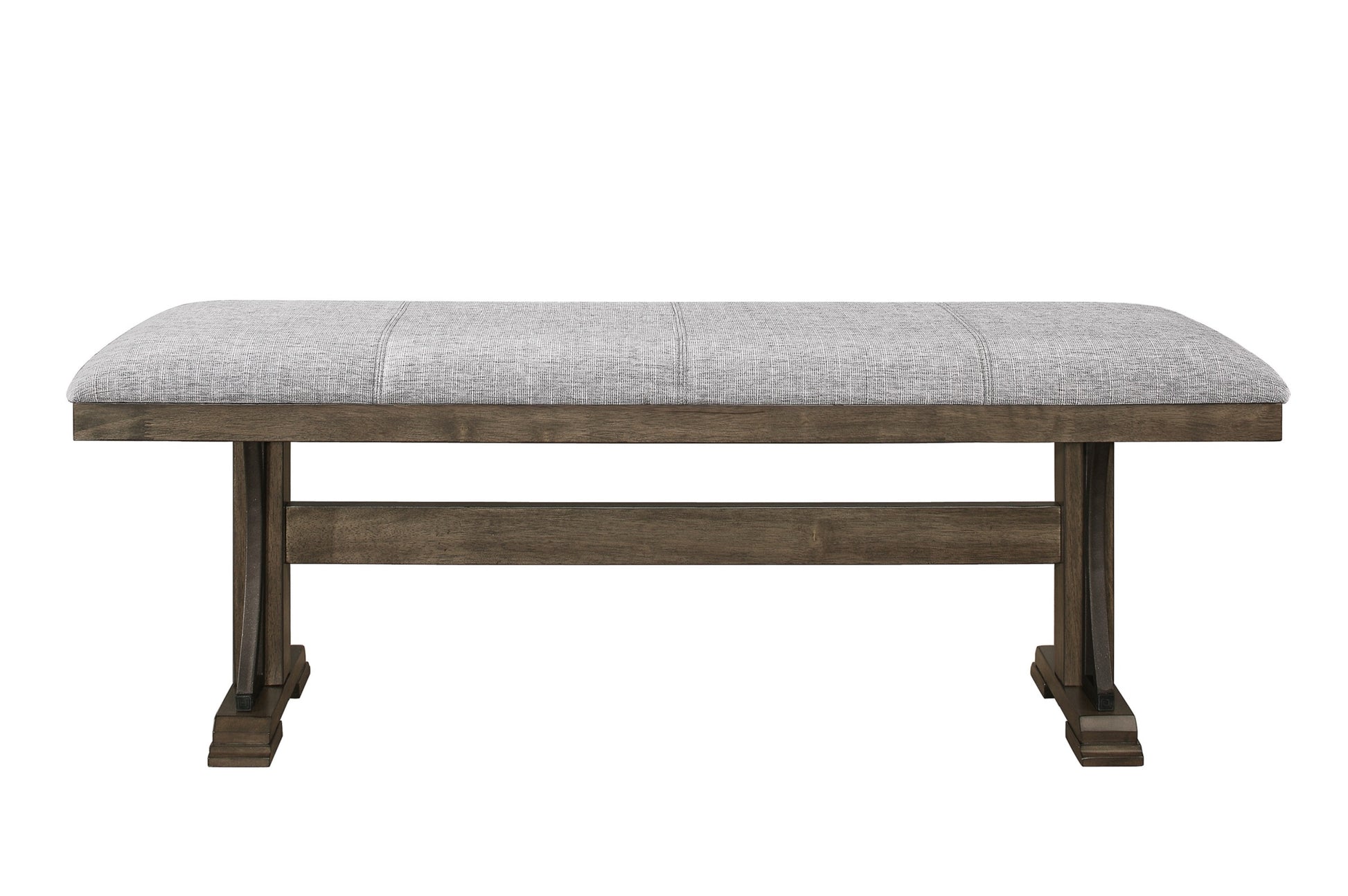 1pc transitional style bench upholstered seat brown brown - rectangular - beige - casual-transitional