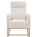 Modern Accent Rocking Chair Rocking Chair With Solid Wood Legs, Upholstered Nursery Glider Rocker, Comfy Armchair With Side Pocket, Living Room Lounge Arm Chair With High Backrest White,Teddy White White Primary Living Space Casual Foam Teddy