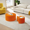 31.5Inch Nesting Table Set Of 2 Round And Half Moon Shapes, No Need Assembly, Bright Orange,For Living Room, Office, Any Leisure Area Orange Mdf