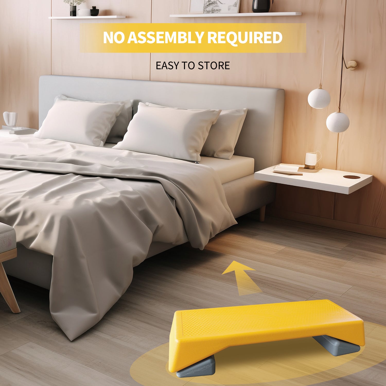 Aerobics Step Platform Height Adjustable Fitness Equipment Stepper Trainer Exercise Step Platform Sliding Lifting Pad Yellow Yellow Grey Plastic