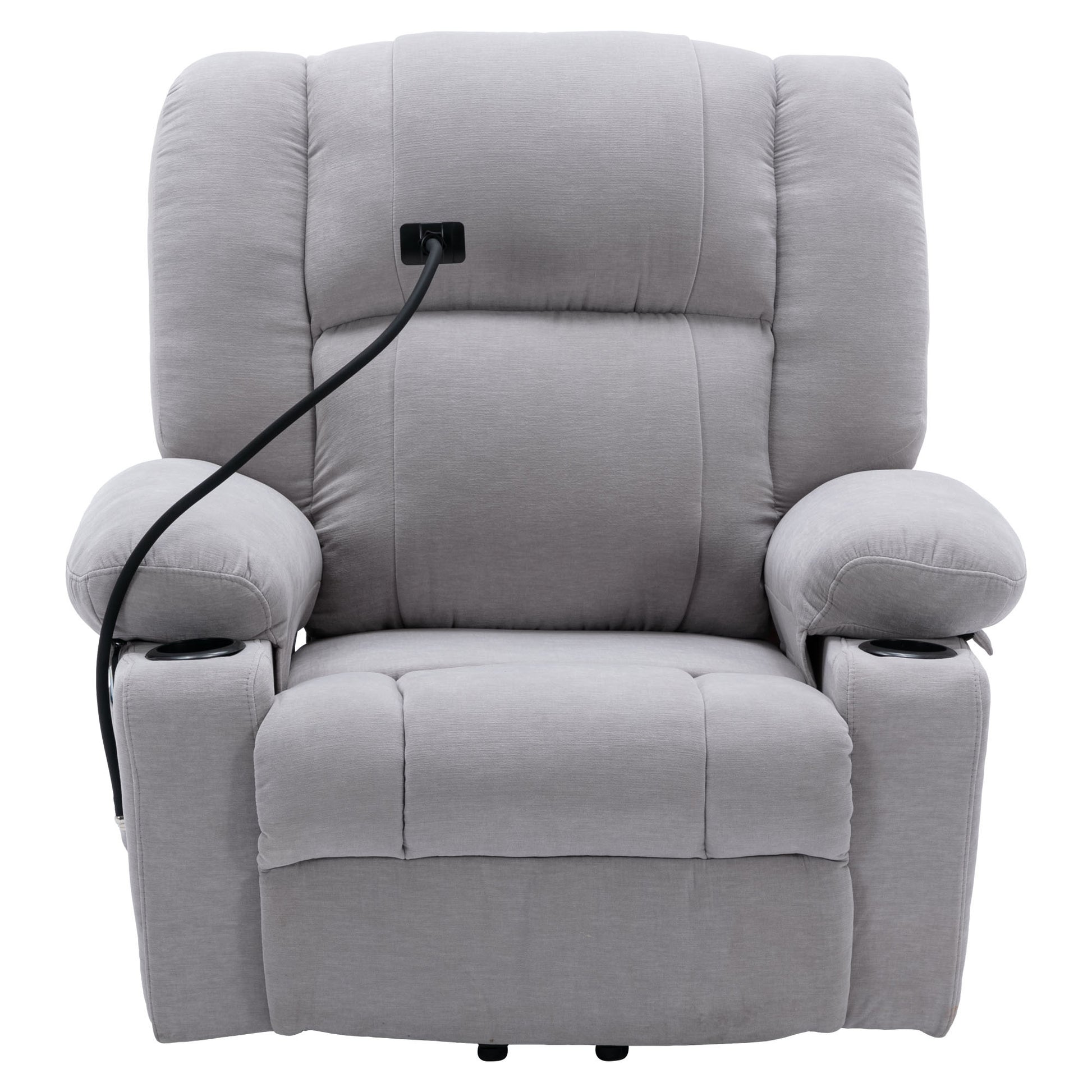 Power Lift Recliner Chair Electric Recliner For Elderly Recliner Chair With Massage And Heating Functions, Remote, Phone Holder Side Pockets And Cup Holders For Living Room, Grey Grey Foam Chenille