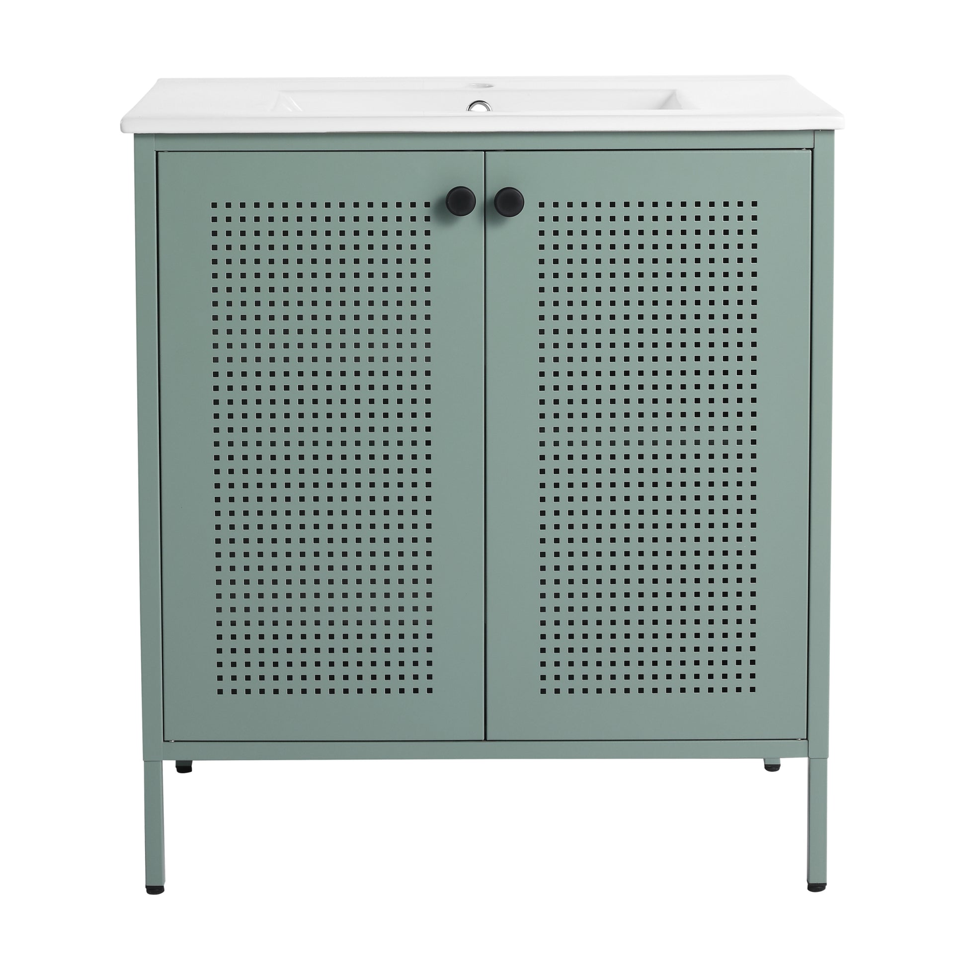 30 Inch Freestanding Bathroom Vanity With Ceramic SInk mint green-2-bathroom-freestanding-modern-steel