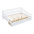 Full Size Daybed With Two Storage Drawers And Support Legs, White White Solid Wood Mdf