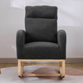 Modern Accent Rocking Chair Rocking Chair With Solid Wood Legs, Upholstered Nursery Glider Rocker, Comfy Armchair With Side Pocket, Living Room Lounge Arm Chair With High Backrest Dark Grey,Teddy Dark Grey White Primary Living Space Casual Foam Teddy