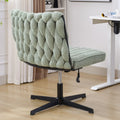 Armless Office Desk Chair No Wheels, Green Green Foam Polyester Blend