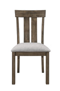 2pc brown oak & gray fabric dining chair rustic brown - dining room - contemporary-farmhouse -