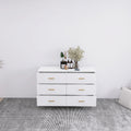 High Glossy Surface 6 Drawers Chest Of Drawer With Golden Handle And Golden Steel Legs White Color Vanity White Bedroom Modern Engineered Wood