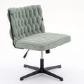 Armless Office Desk Chair No Wheels, Green Green Foam Polyester Blend