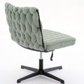 Armless Office Desk Chair No Wheels, Green Green Foam Polyester Blend