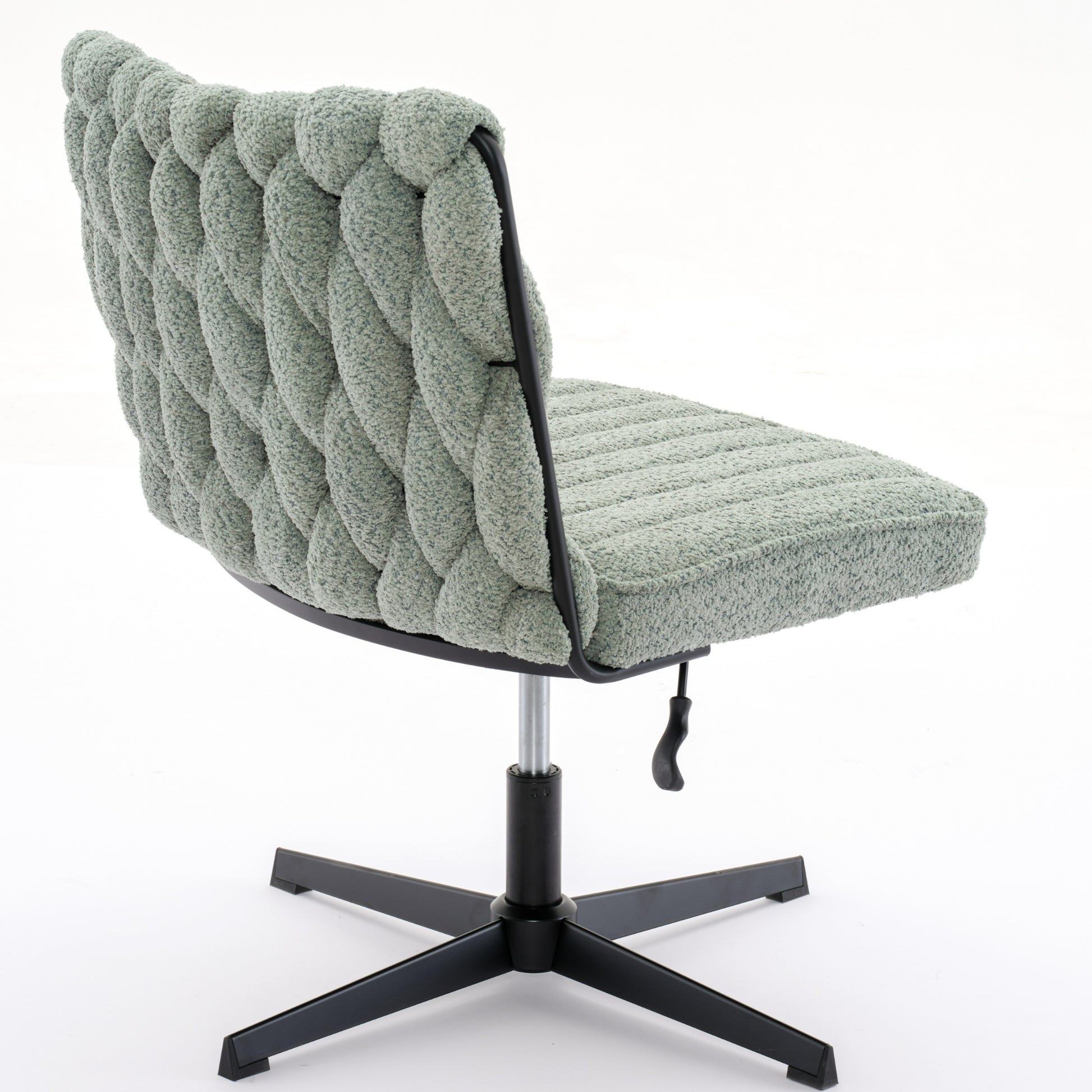 Armless Office Desk Chair No Wheels, Green Green Foam Polyester Blend