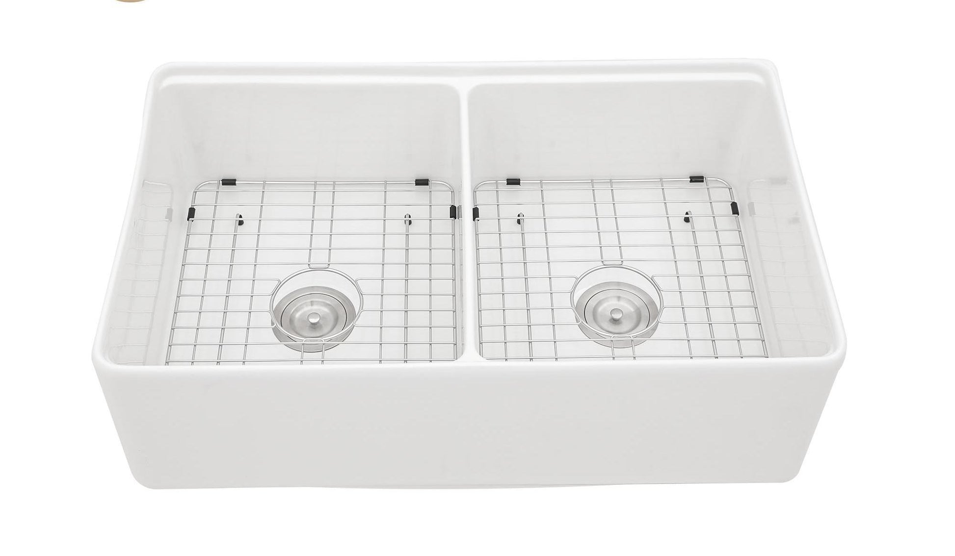 White Farmhouse Sink Workstation 33 Inch White Ceramic Double Bowl Farm Kitchen Sink White Ceramic