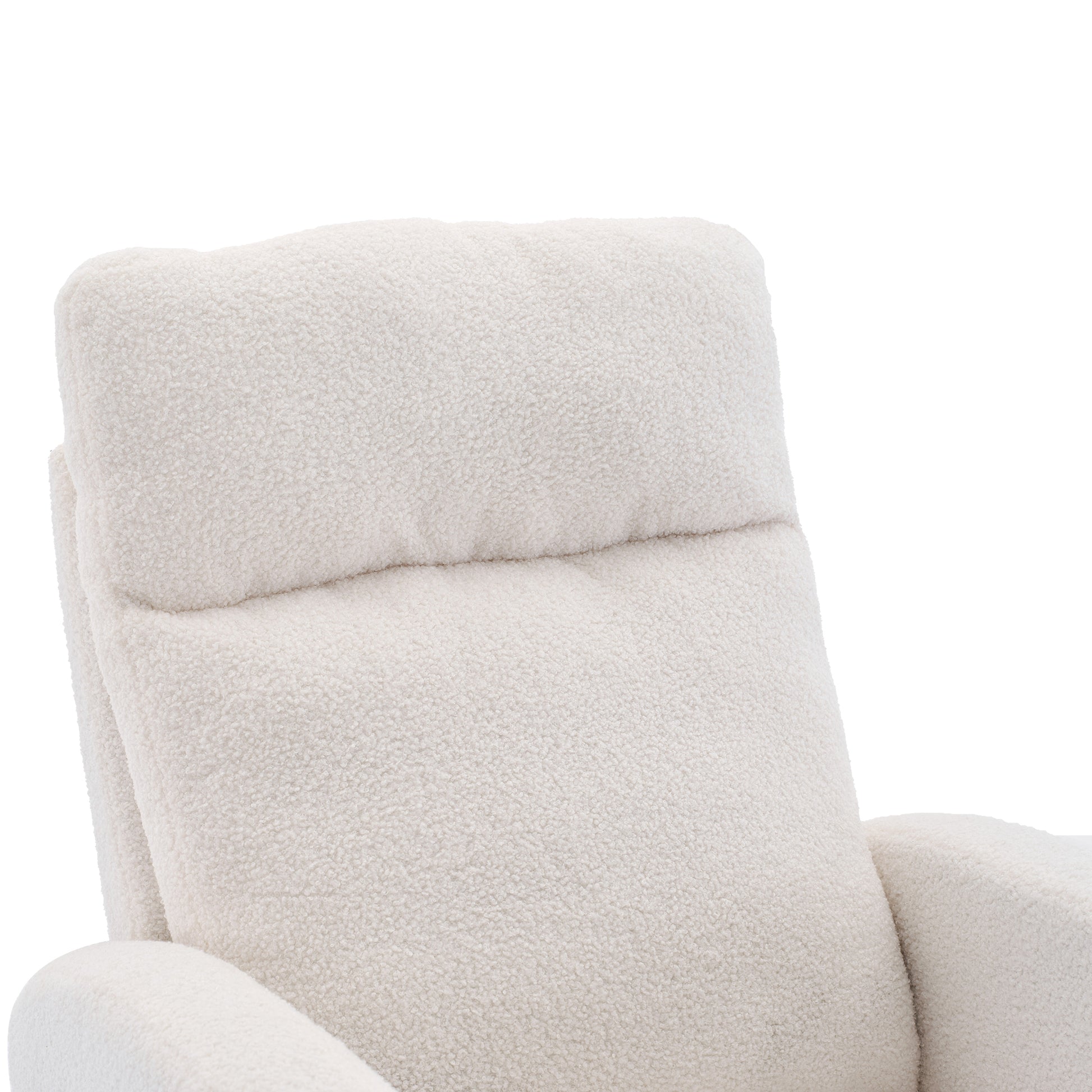 Modern Accent Rocking Chair Rocking Chair With Solid Wood Legs, Upholstered Nursery Glider Rocker, Comfy Armchair With Side Pocket, Living Room Lounge Arm Chair With High Backrest White,Teddy White White Primary Living Space Casual Foam Teddy