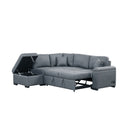 Sleeper Sectional Sofa, L Shape Corner Couch Sofa Bed With Storage Ottoman & Hidden Arm Storage & Usb Charge For Living Room Apartment, Dark Gray Dark Gray Linen 4 Seat