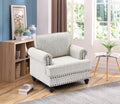 Chenille Modern Upholstered Sofas 1 Seater Couches With Nails And Armrests White White Primary Living Space American Design Polyester Chenille