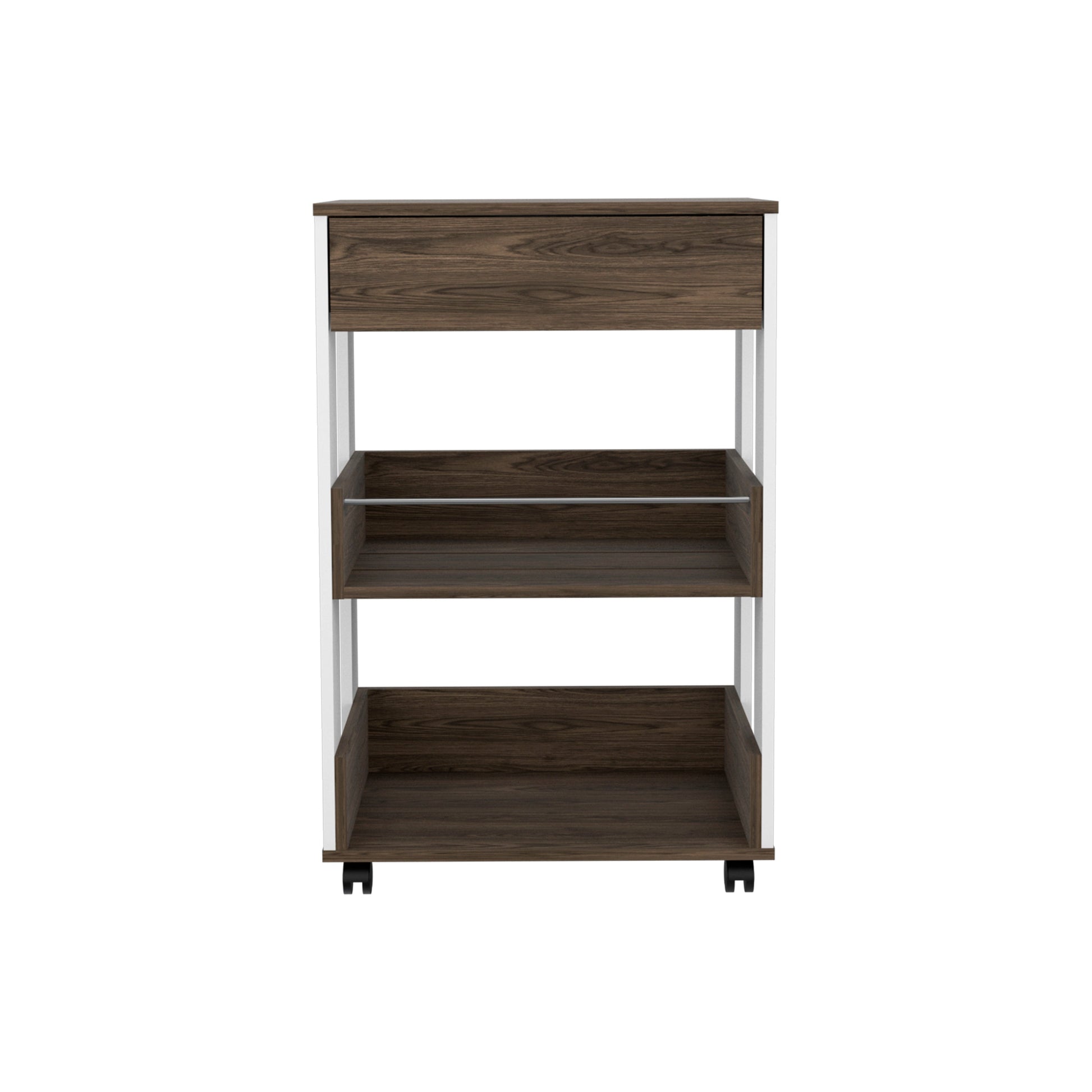 Dundee Kitchen Cart, One Drawer, Two Open Shelves Multicolor Mdf Engineered Wood