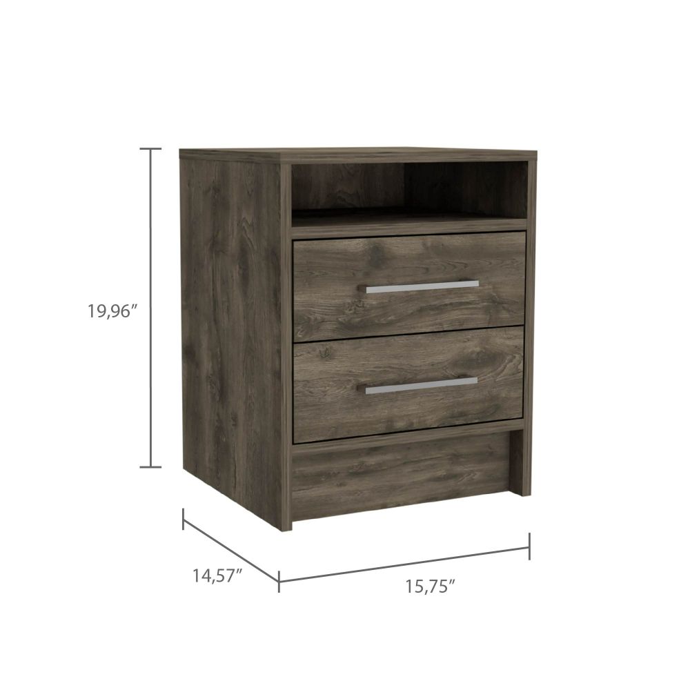 Philadelphia Nightstand, Two Drawers, Concealed Shelf White Mdf Engineered Wood