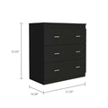 Dove Three Drawer Dresser, Superior Top Black Mdf Engineered Wood