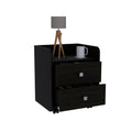 York Nightstand, Superior Top, Two Drawers, Four Casters Black Mdf Engineered Wood