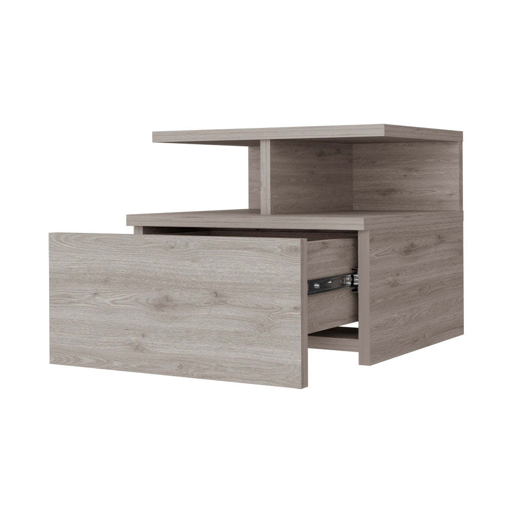 Augusta Floating Nightstand with 2 Tier Shelf and 1 beige-mdf-engineered wood