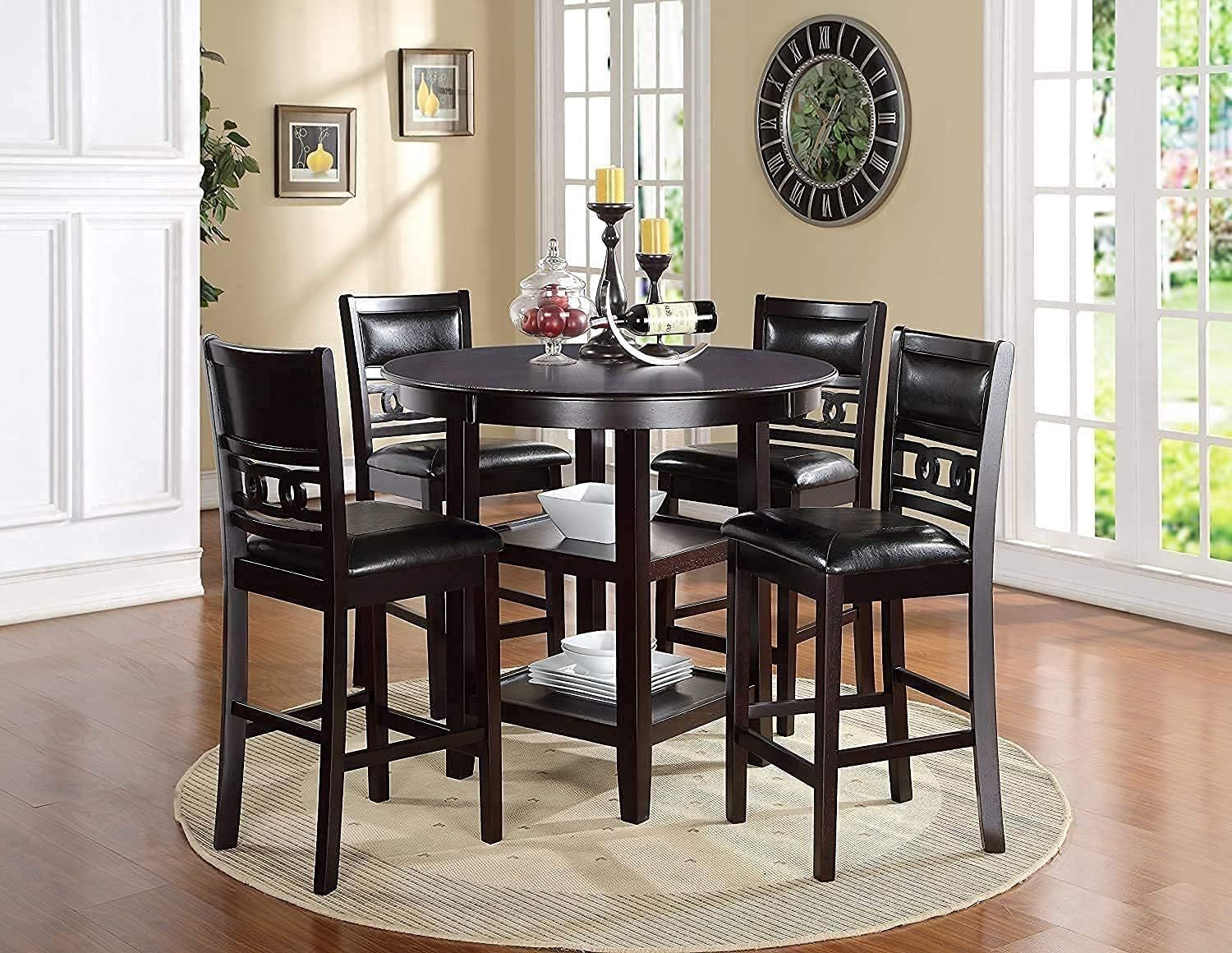 5 Piece Counter Height Dining Set, Antique White Two