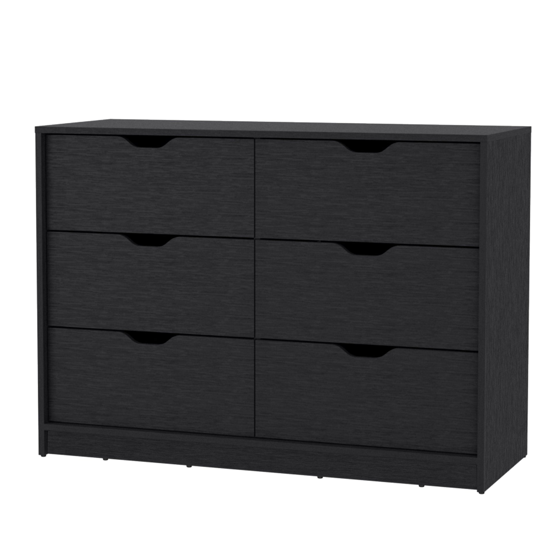 Dillon 4 Drawers Dresser, Chest Of Drawers With 2 Cabinets Black Mdf Engineered Wood