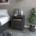 Oklahoma Nightstand,Two Drawers, One Shelf Black Mdf Engineered Wood