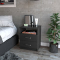 Oklahoma Nightstand,Two Drawers, One Shelf Black 2 Drawers Bedroom Rectangle Modern Shelf Mdf Engineered Wood